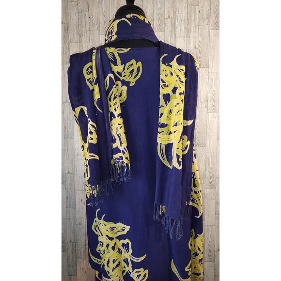 OK Mike Woman One Size Purple Rayon Long Maxi Dress attached Top and Scarf FLAWS - Picture 12 of 16